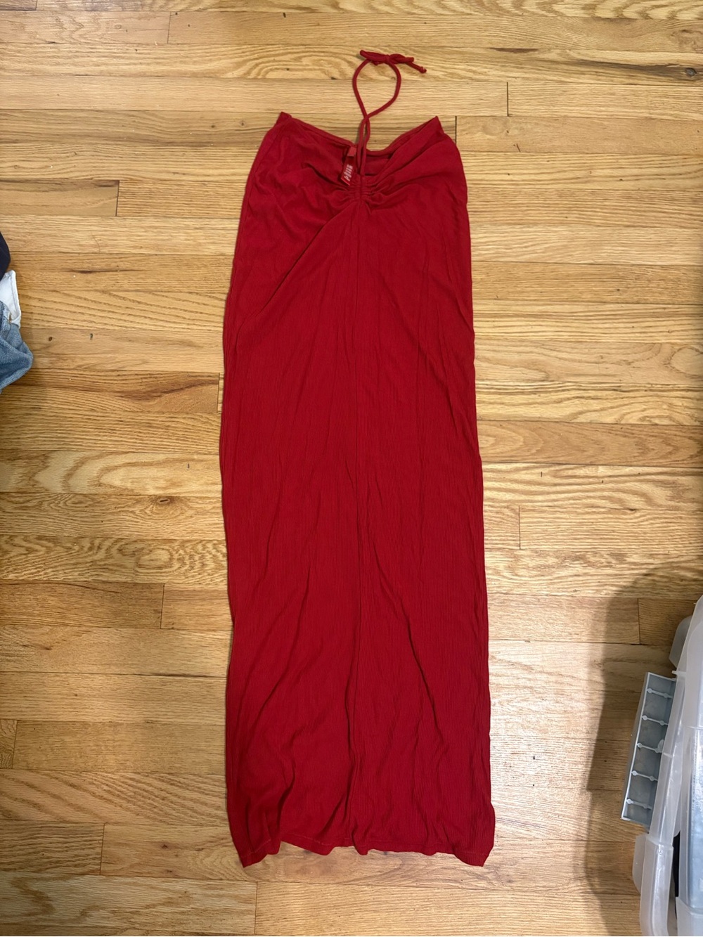 Skims soft rib skirt in brick